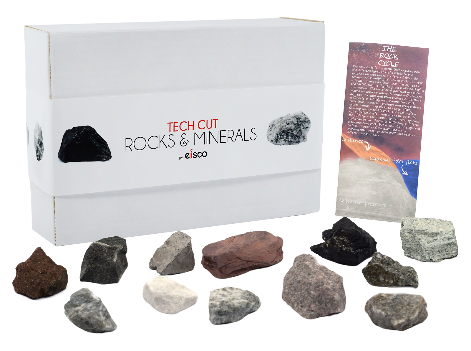 Rock Cycle Kit, 12 Pcs – Metamorphic, Igneous & Sedimentary Rocks – Eisco Labs