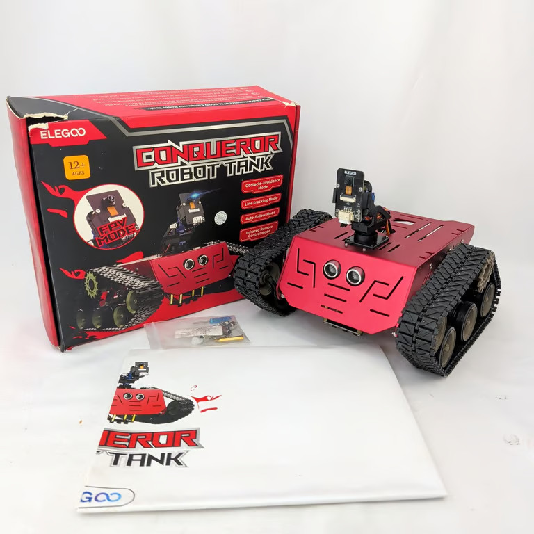ELEGOO Conqueror Robot Tank UNO R3 FPV Camera STEM Robotics Kit Red Pre-Owned