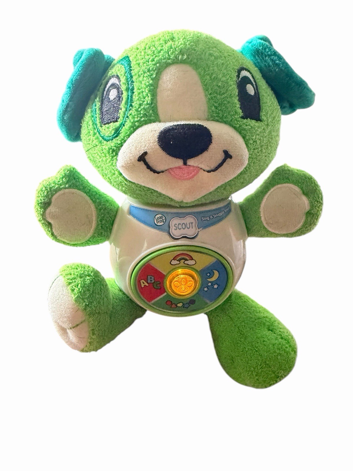 Leaf Frog Sing & Scout Green Dog Plush Interactive Toy w/Hanging Loop Hook