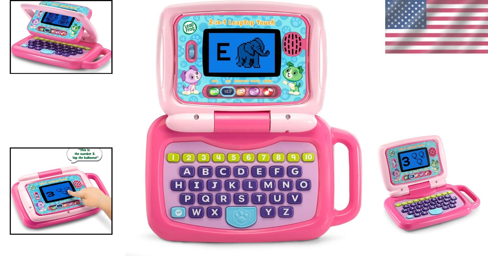 Pink 2-in-1 LeapTop Touch Learning Tablet