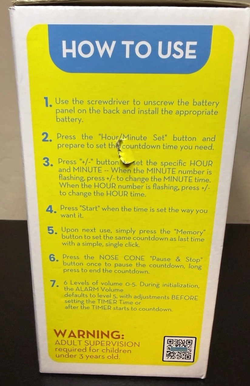 Ted Kangaroo Rocket Timer Plus Visual Audio Countdown Timer Open Box ADHD