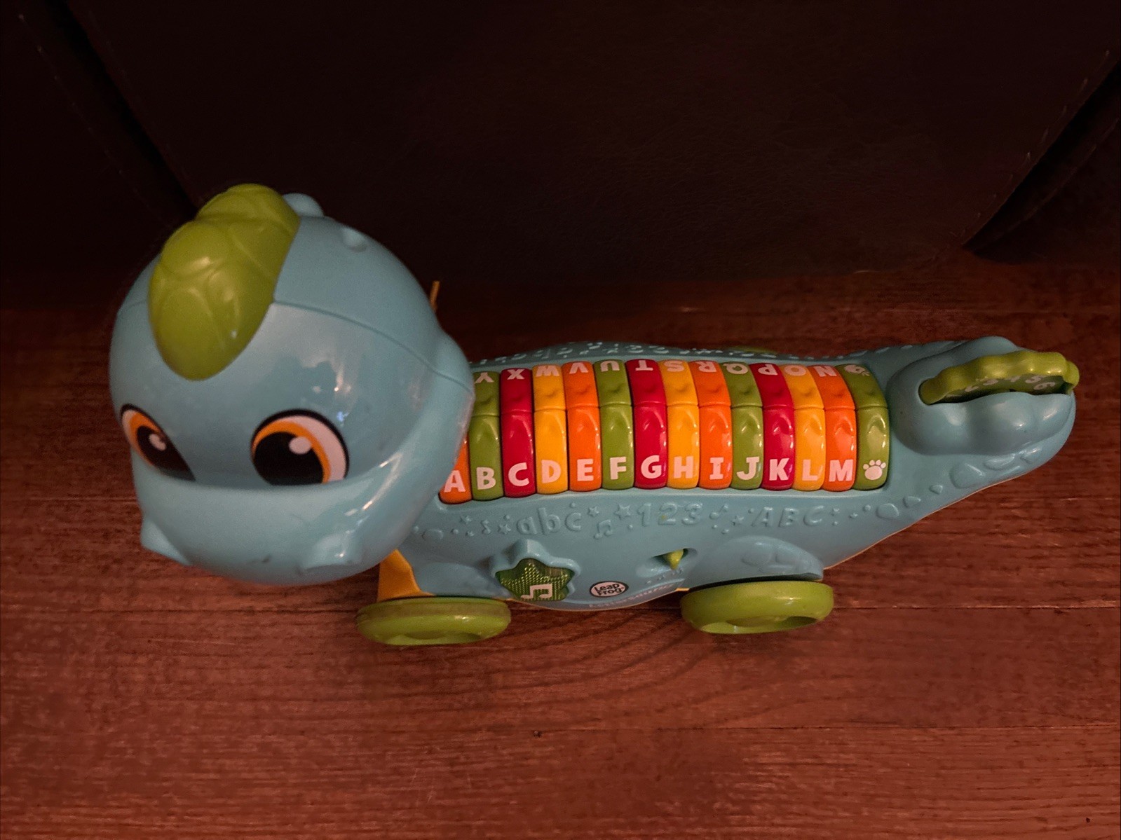 LeapFrog LETTERSAURUS Blue Dinosaur Pull Toy ABCs Colors Music Learning