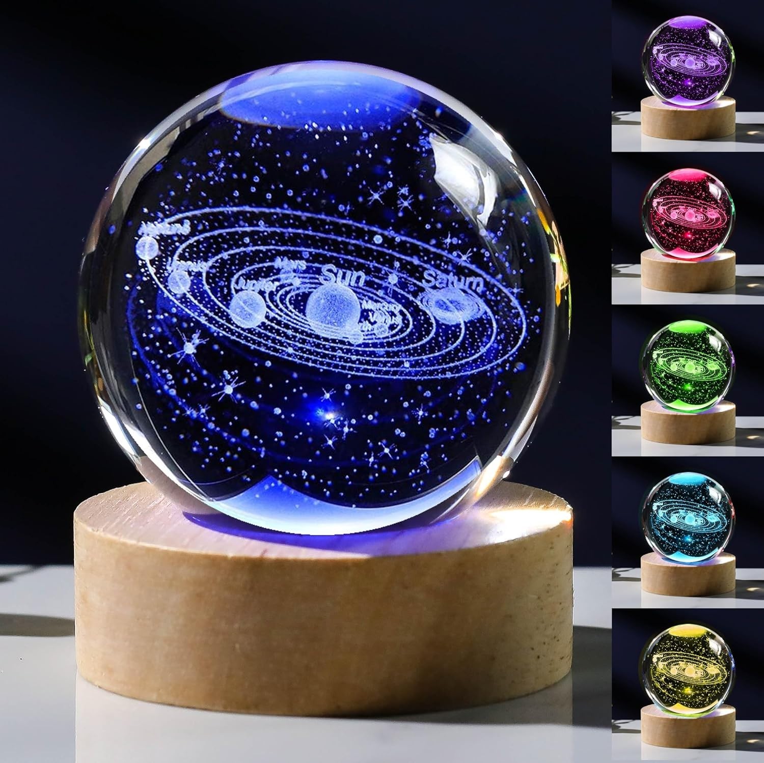 Touch Activated 2.36 Inch Solar System Crystal Ball – Perfect for Gift Giving