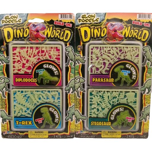 Dino World Glow Dinosaur Fossils T-Rex, Diplodocus, Parasaur, Stegosaur Age 4+