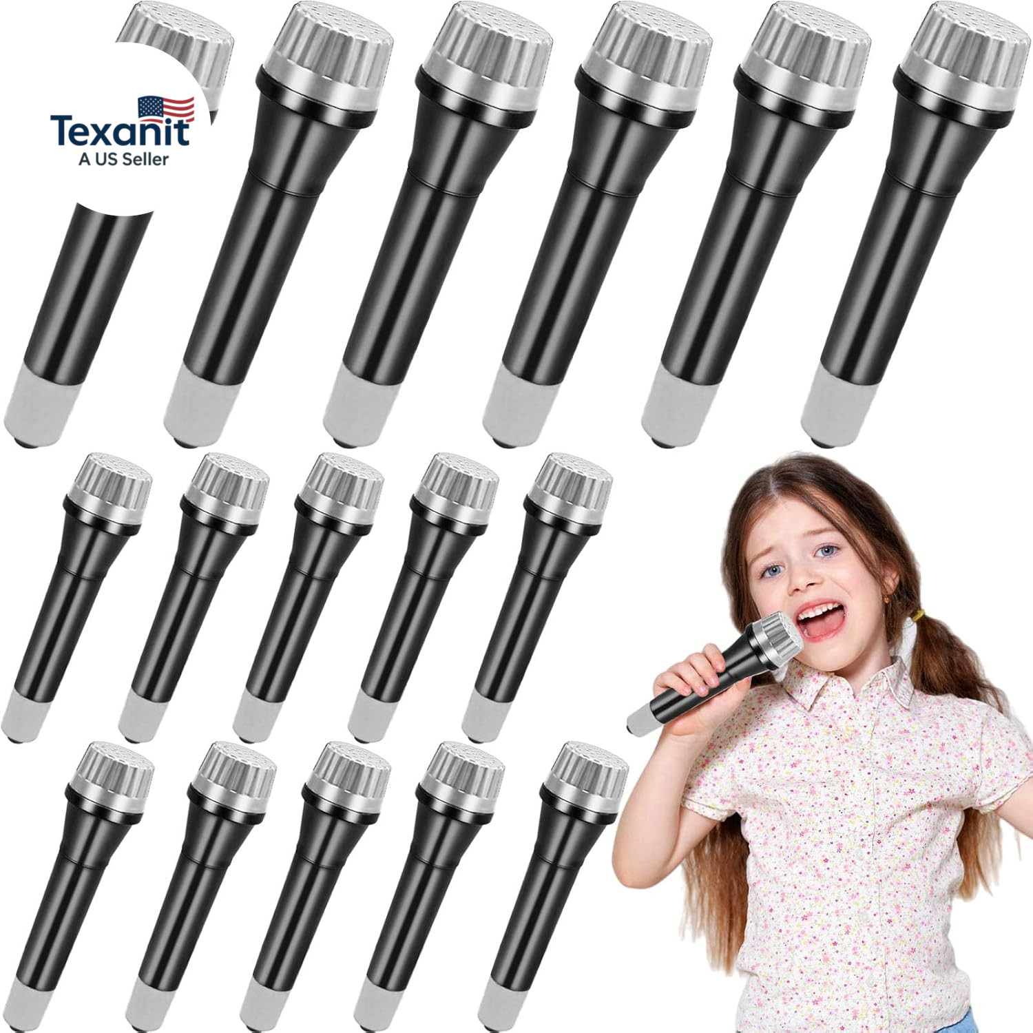 16 Pack Fake Toy Microphones Set,Plastic Microphone Prop,Play Microphone for Kid