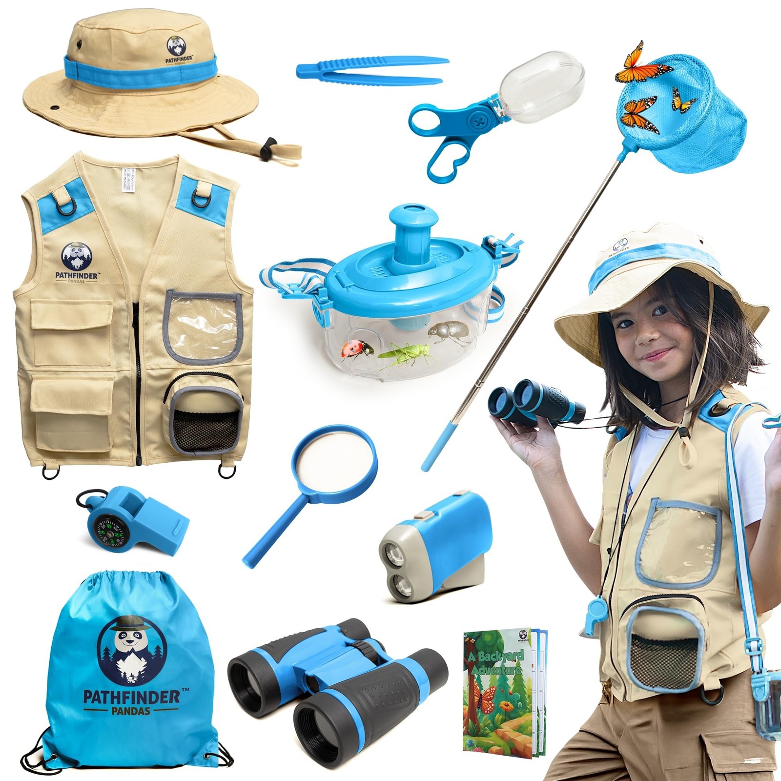 Kids Explorer Kit with Safari Vest, Hat & More – Kids Bug Catching Kit with A…