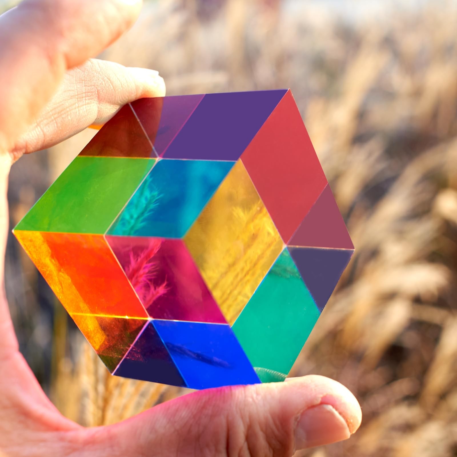 CMY Color Cube, 2.0 inch (50mm) Acrylic Mixing Color Cube Prism for Physics E…
