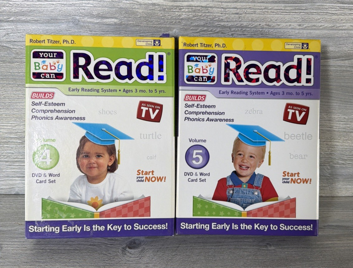 Your Baby Can Read DVD & Word Card Set Robert Titzer Volume 4 And 5 Complete