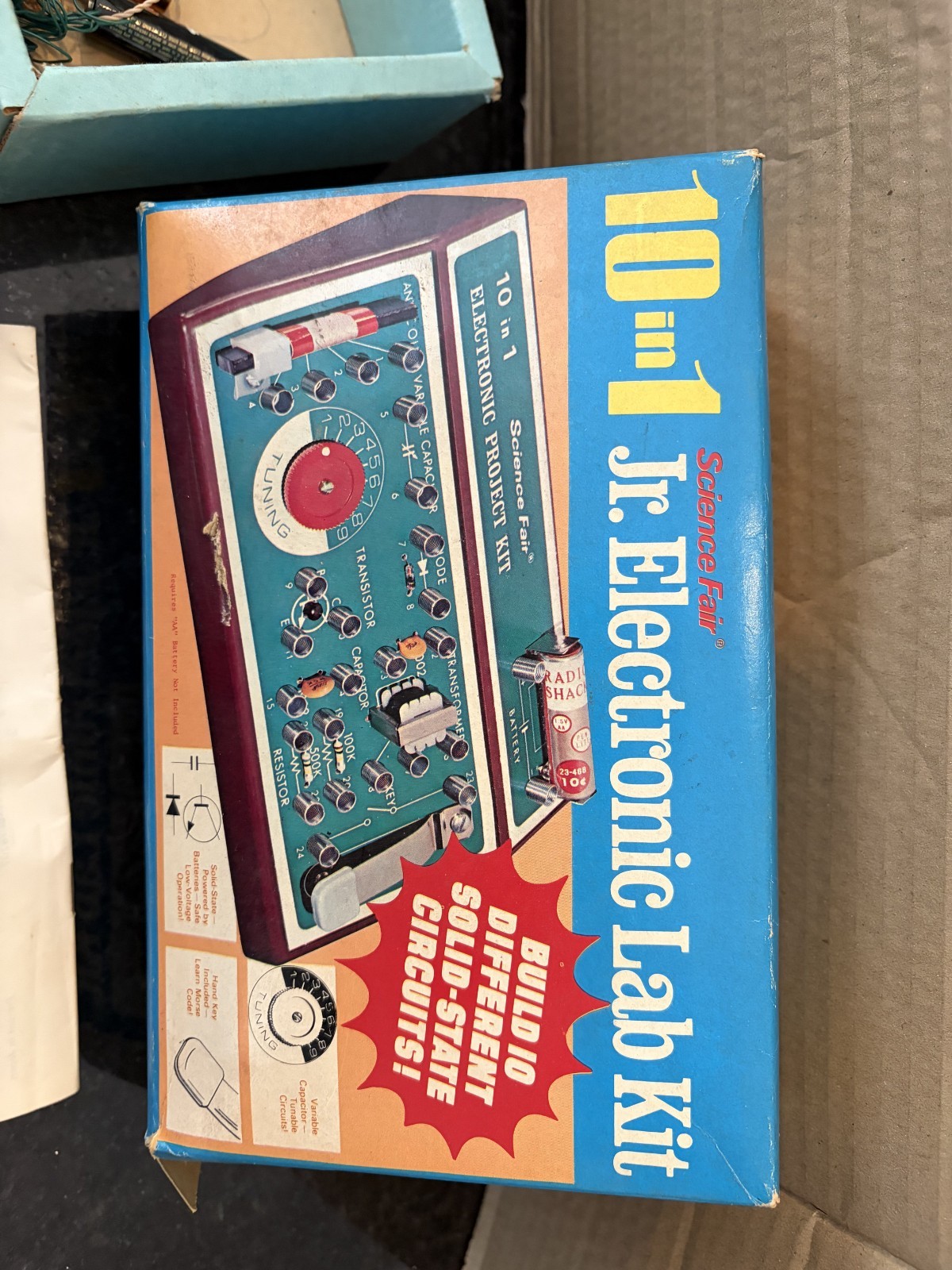 1972 radio shack 10 in 1 Jr. Electronic Lab Kit Untested With Original Box Vtg