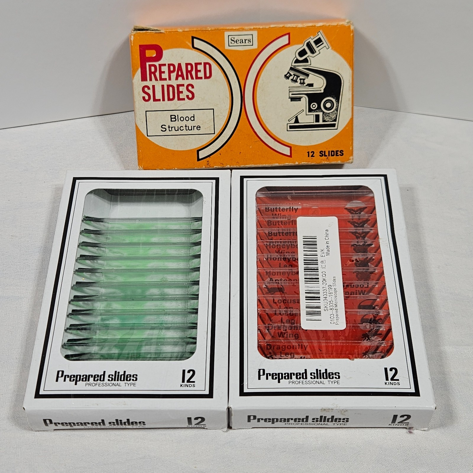 Set of 24 Prepared Microscope Slides Insect Body Parts, Plant Structures, +2
