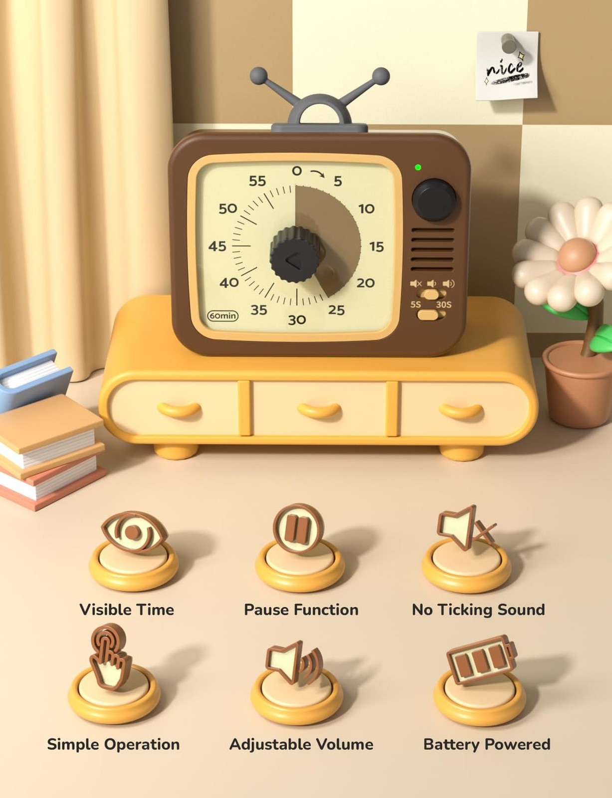 LIORQUE Visual Timer for Kids with Pause Function, 60-Minute Countdown Timers…