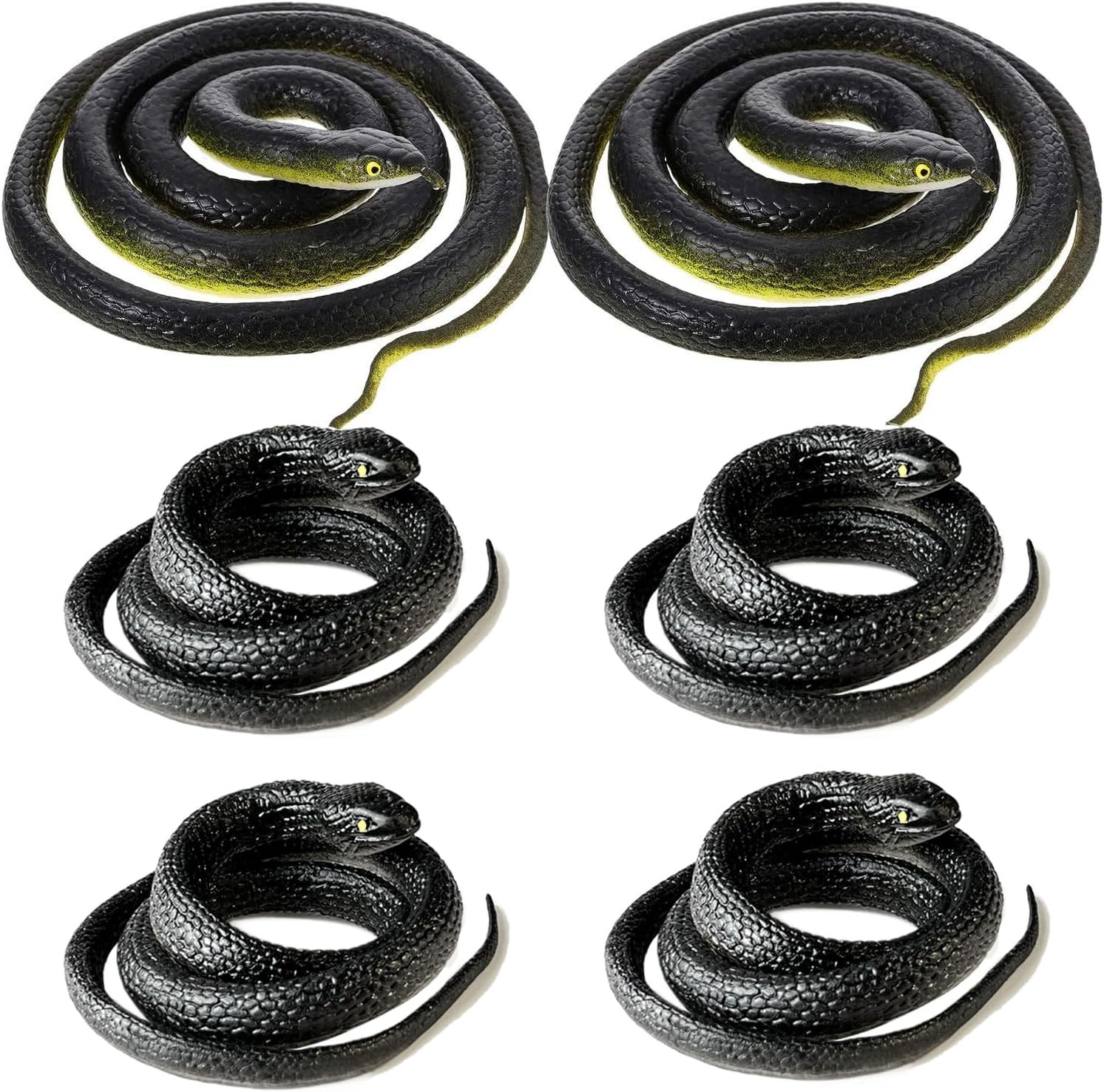 6 Pieces Large Rubber Snakes Realistic Fake Plastic Snake Toys to Keep Birds Awa