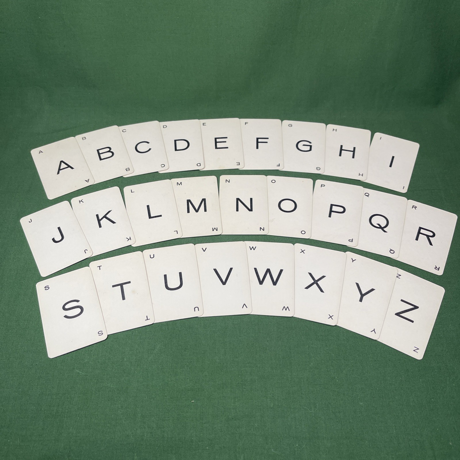 Vtg Small ABC’s Alphabet Letter Cards Black Capital Letter 1 5/8 x 2 1/2”