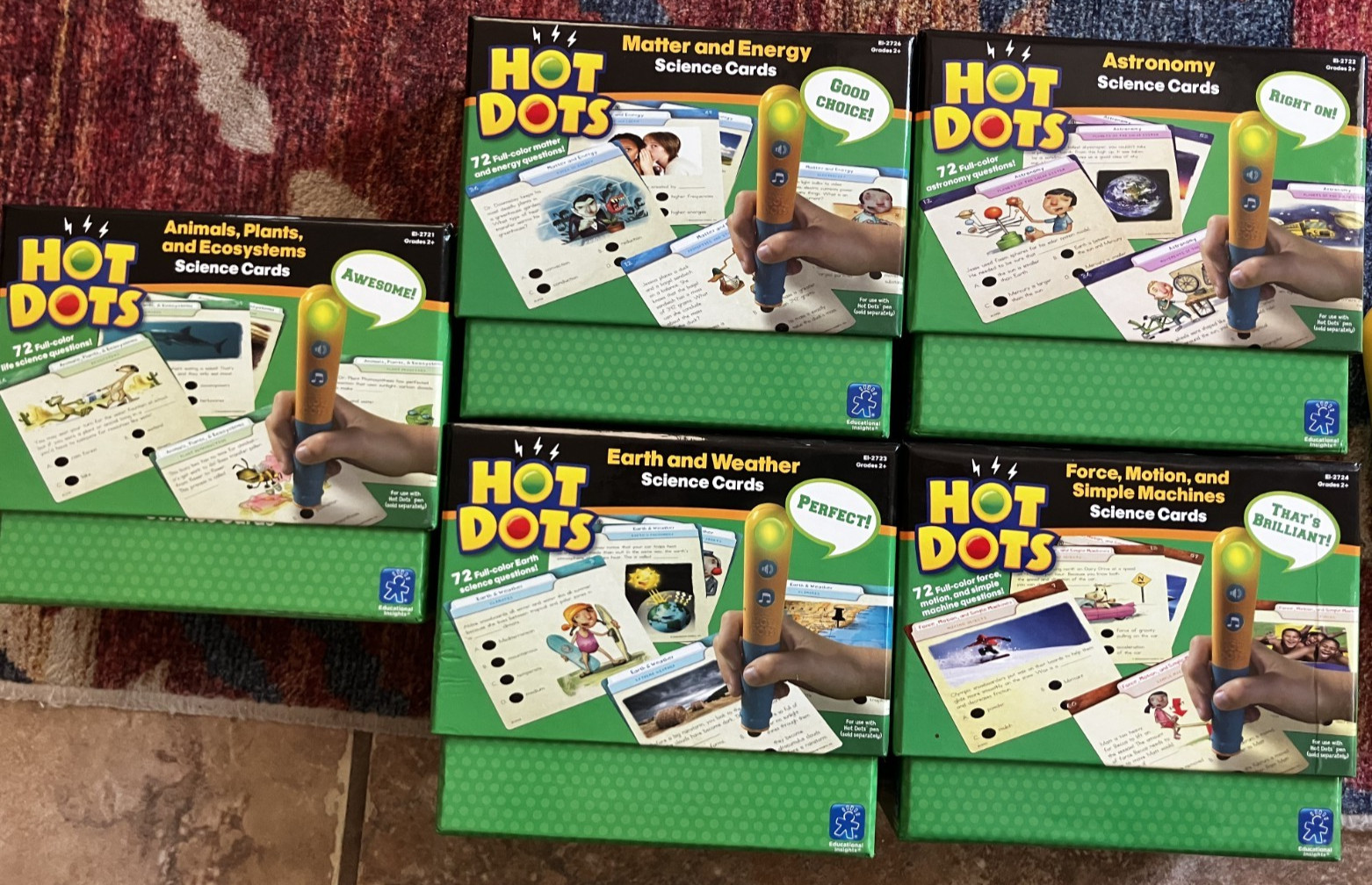 Hot Dots Science Cards Lot of 5 Complete Sets + 2 Interactive Pens Grades 2+