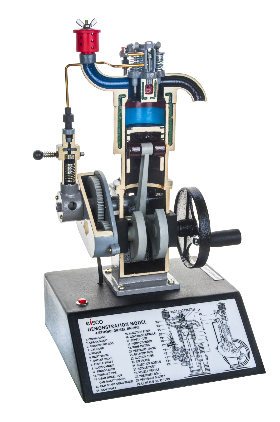 4 Stroke Diesel Hand Crank Model with Actuating Movable Parts, 16″ Tall