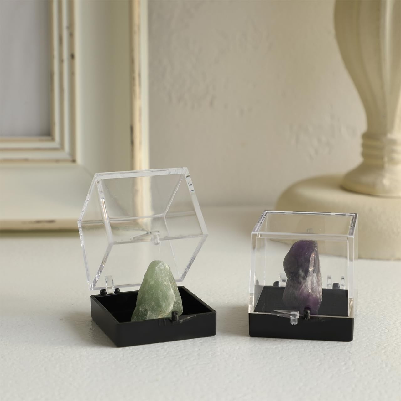 Rock Display Case Clear Mineral Display Box 5.51 Inch 48pcs Transparent Speci…