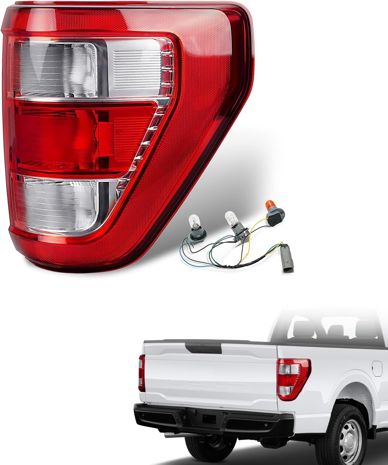 Tail Light Assembly Compatible with Ford F150 XL XLT 2021 2022 2023, F150 Haloge