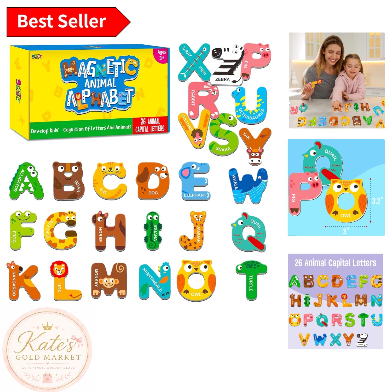 Non-Toxic, Portable Magnetic Letters with Animal Designs for Preschool Learning