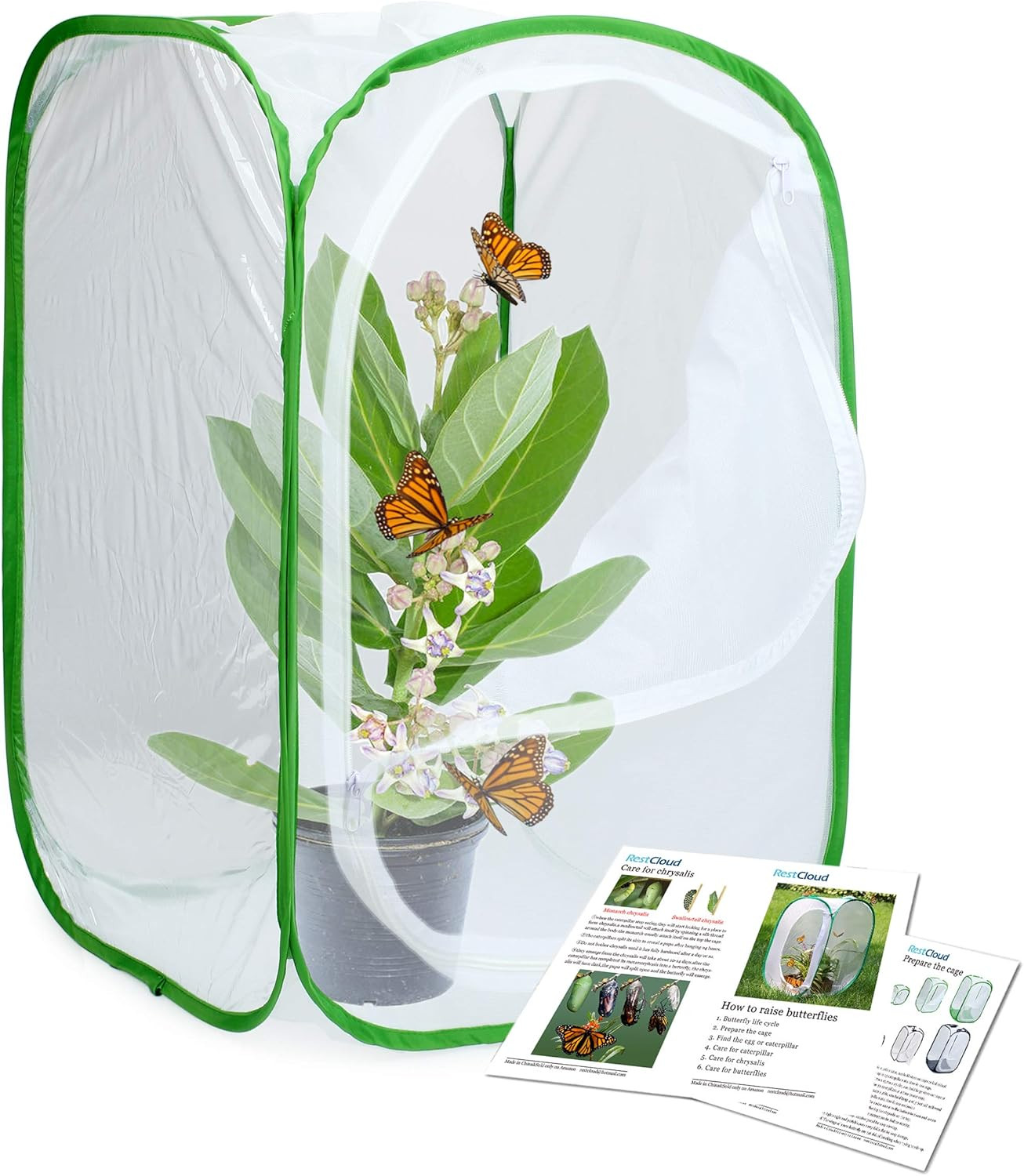 RESTCLOUD Insect and Butterfly Habitat Cage Terrarium Pop-Up 23.6 Inches Tall