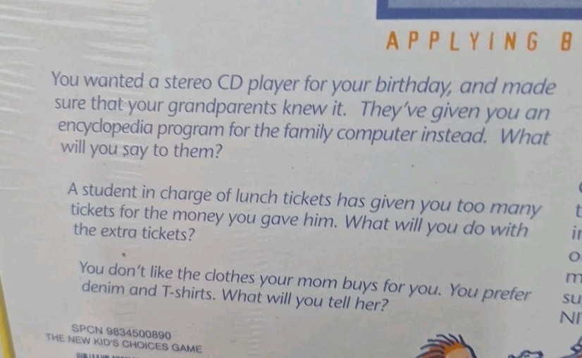 The NEW Kid’s Choices Applying Biblical Principals to Everday Situations Game