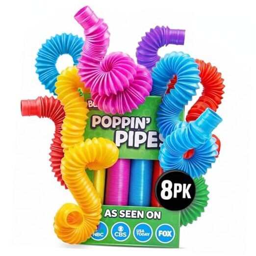 Pop Tubes – Sensory Toys – Fidget Toys – Imaginative Play & Large 8 Pack