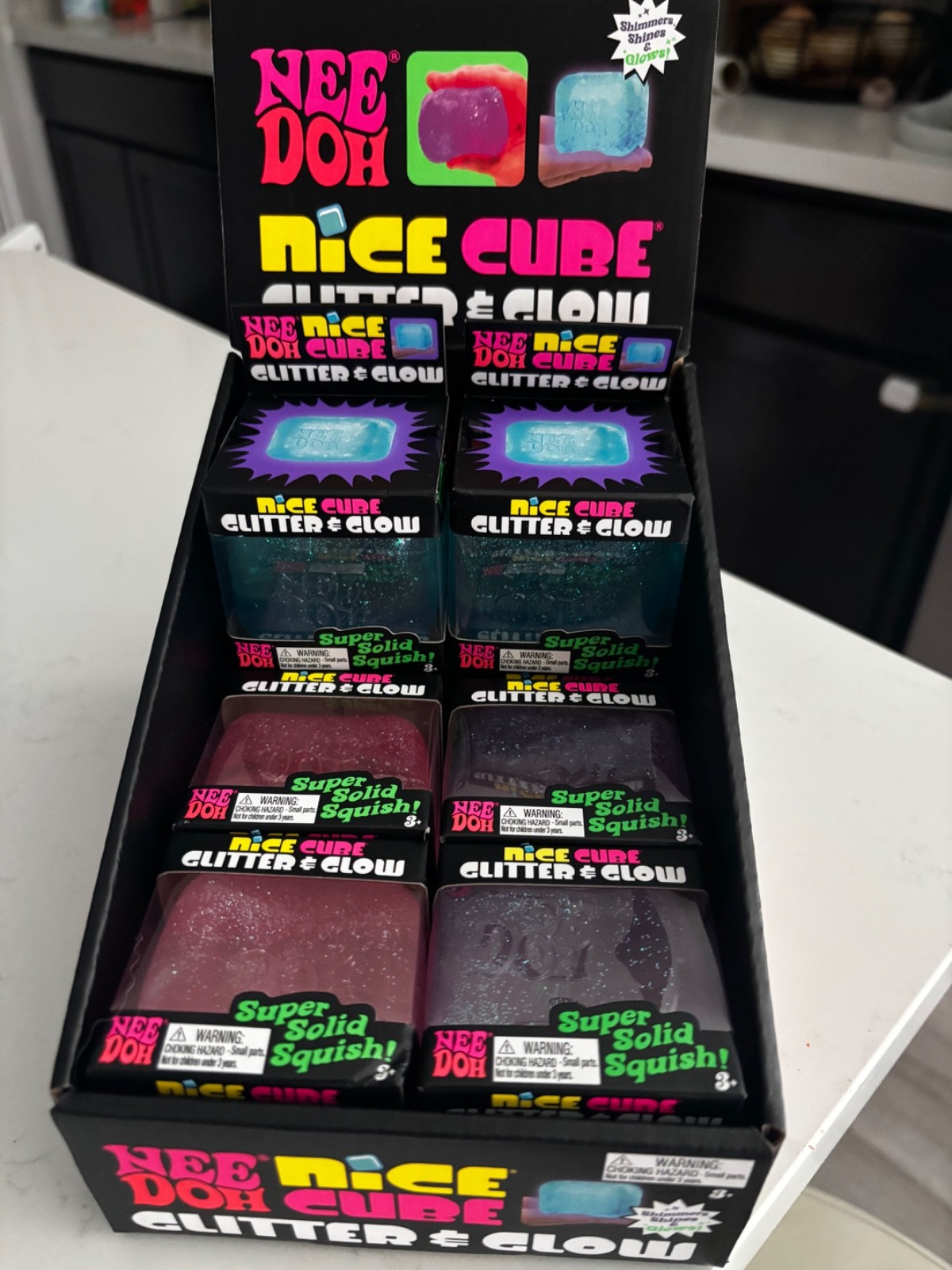 Needoh Nice Cube, Glitter And Glow (blue, pink, purple)