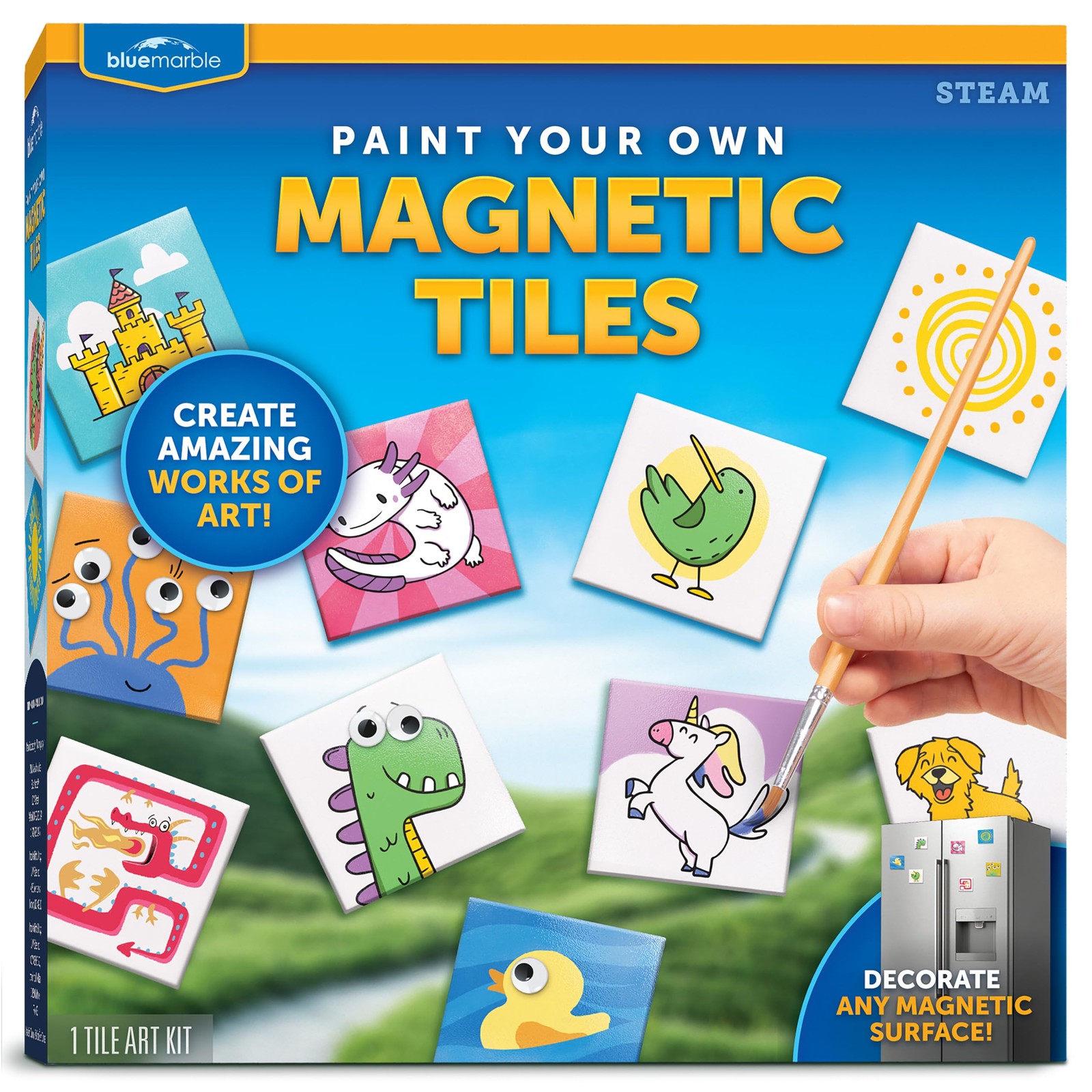 Blue Marble Magnetic Tile Art Craft Kit – Paint Your Own One Size, Multicolor