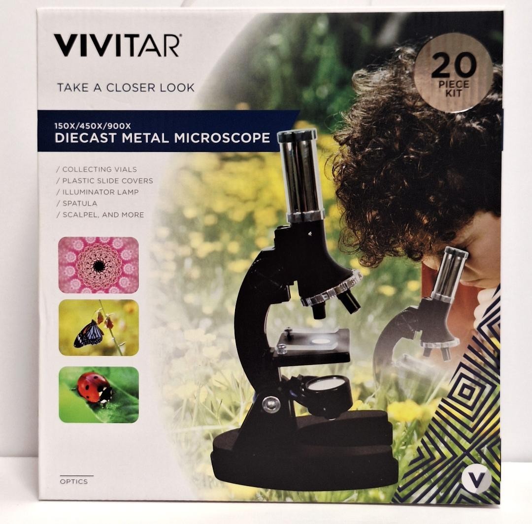 NEW Vivitar Diecast Metal 20 Piece Microscope Set 150x/ …
