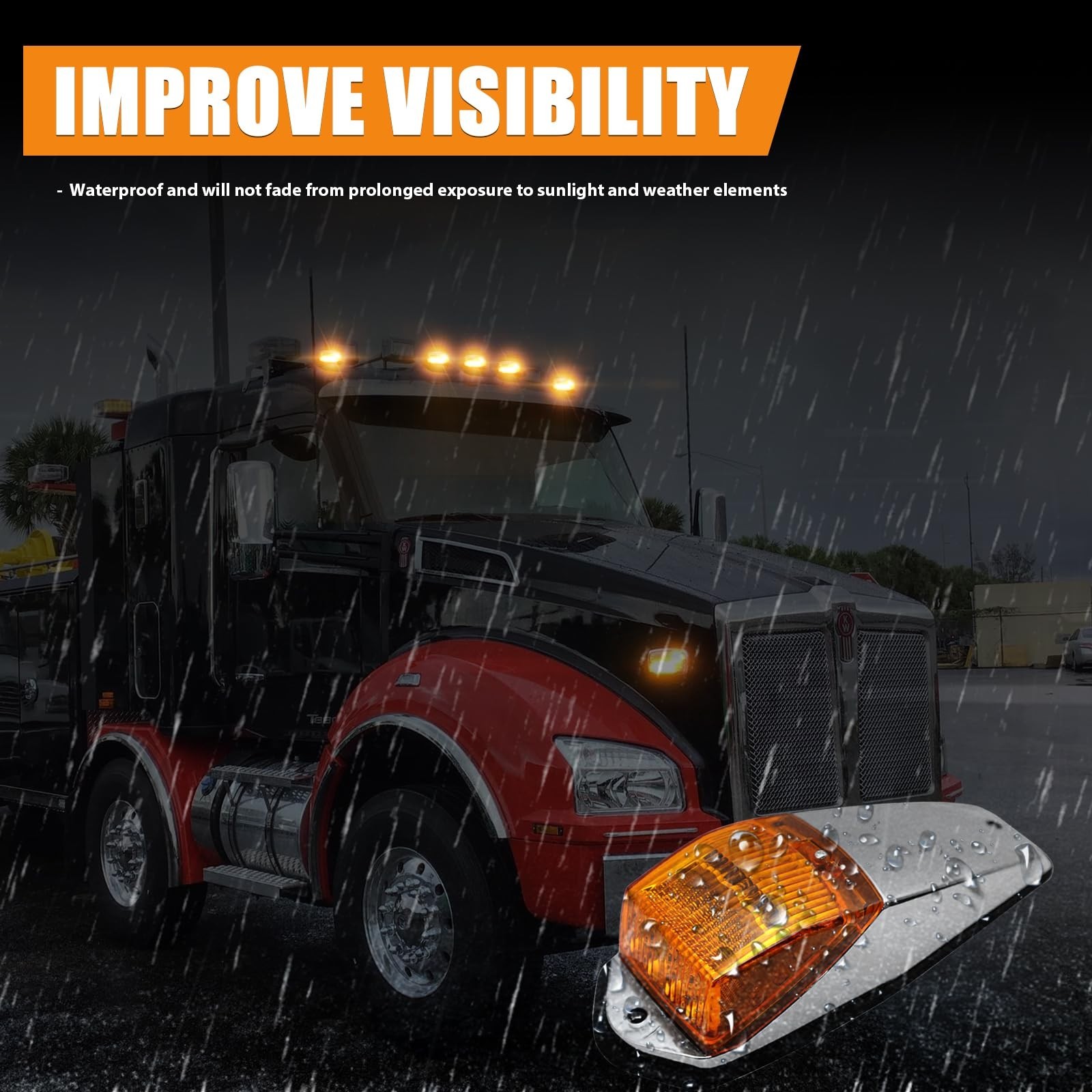 31LED Cab Lights Amber Cab Marker Light Top Roof Waterproof Compatible with K…