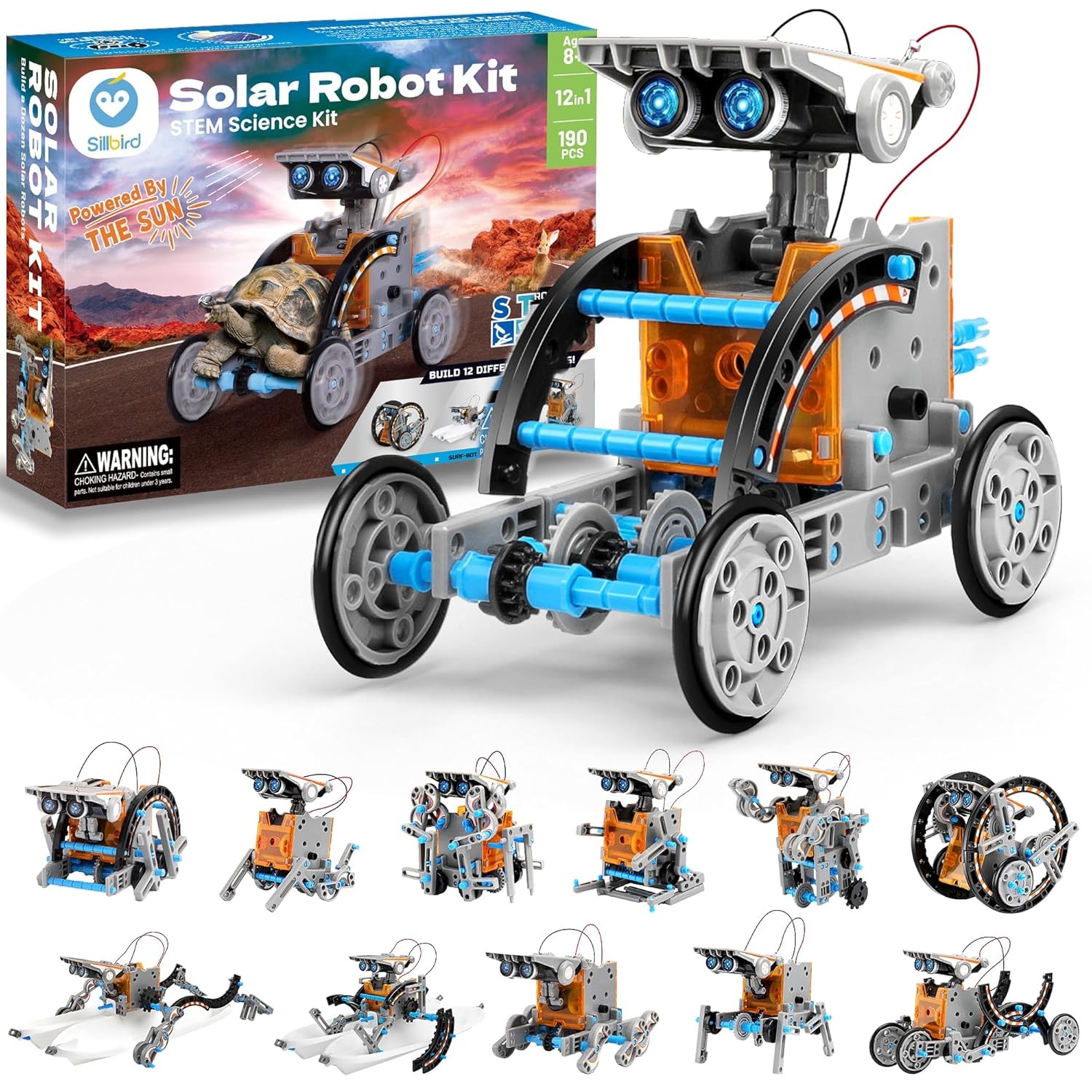 Solar Robot Building Kit STEM Gift for Boys 8-13 12-in-1 DIY Construction Set