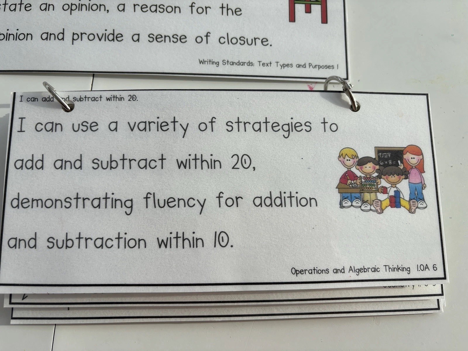 Lot First Grade Common Core Standards I Can Statements Flip Rings Classroom Set