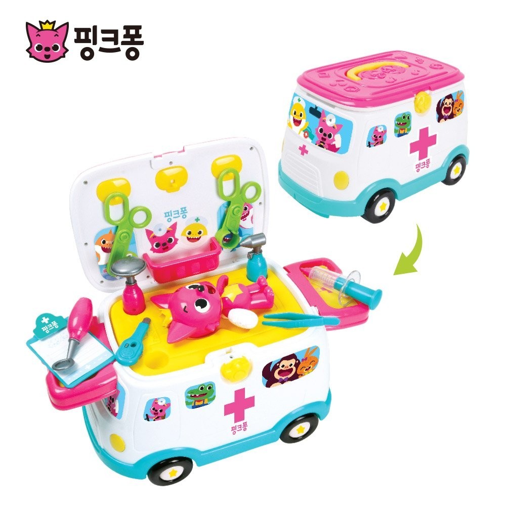 Pinkfong Ambulance 911 Hospital Playset Talking Stethoscope Kids Toy