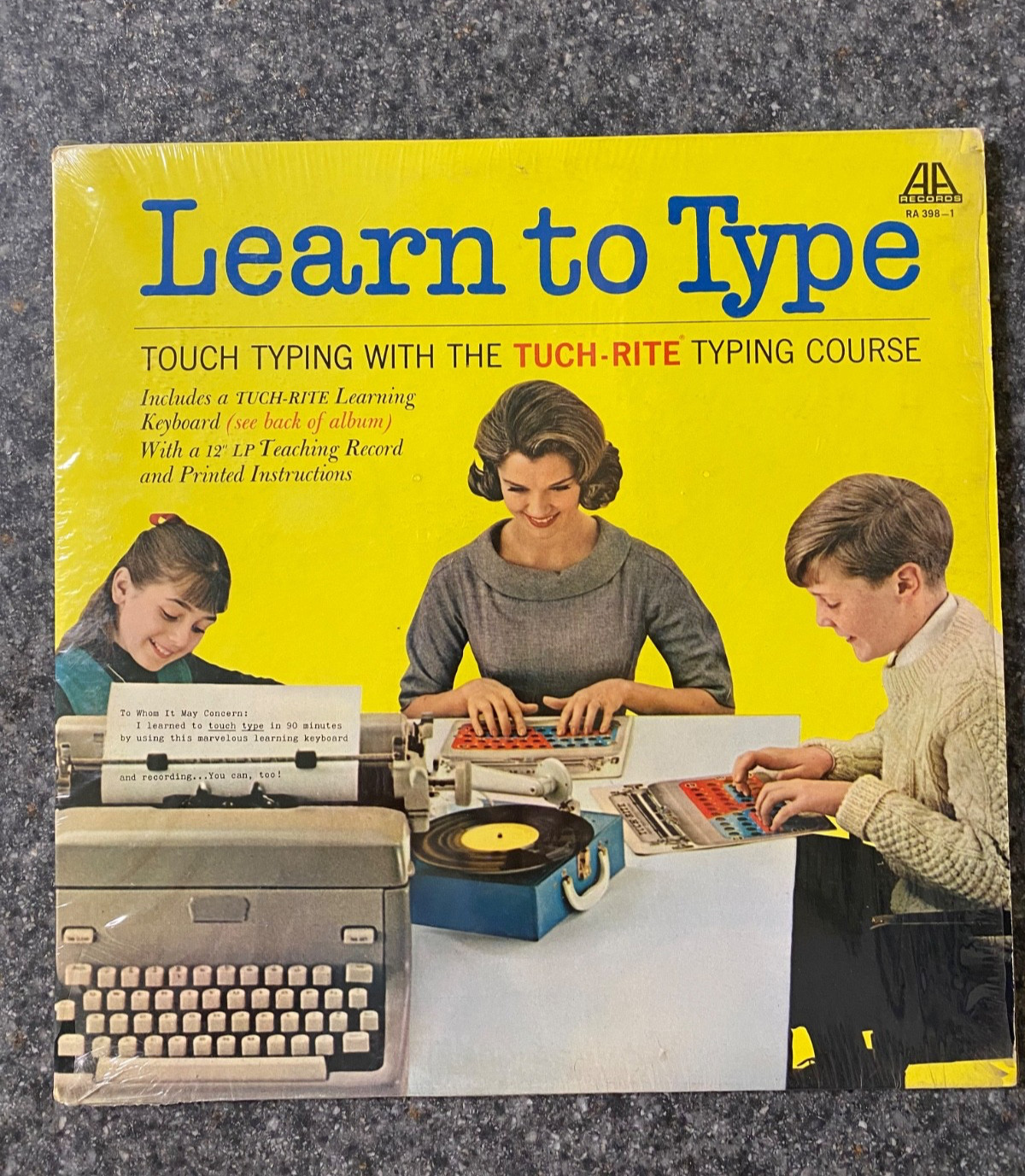 Vintage Tuch-Rite Teaching System Touch Typing Typewriter With Record And Board!
