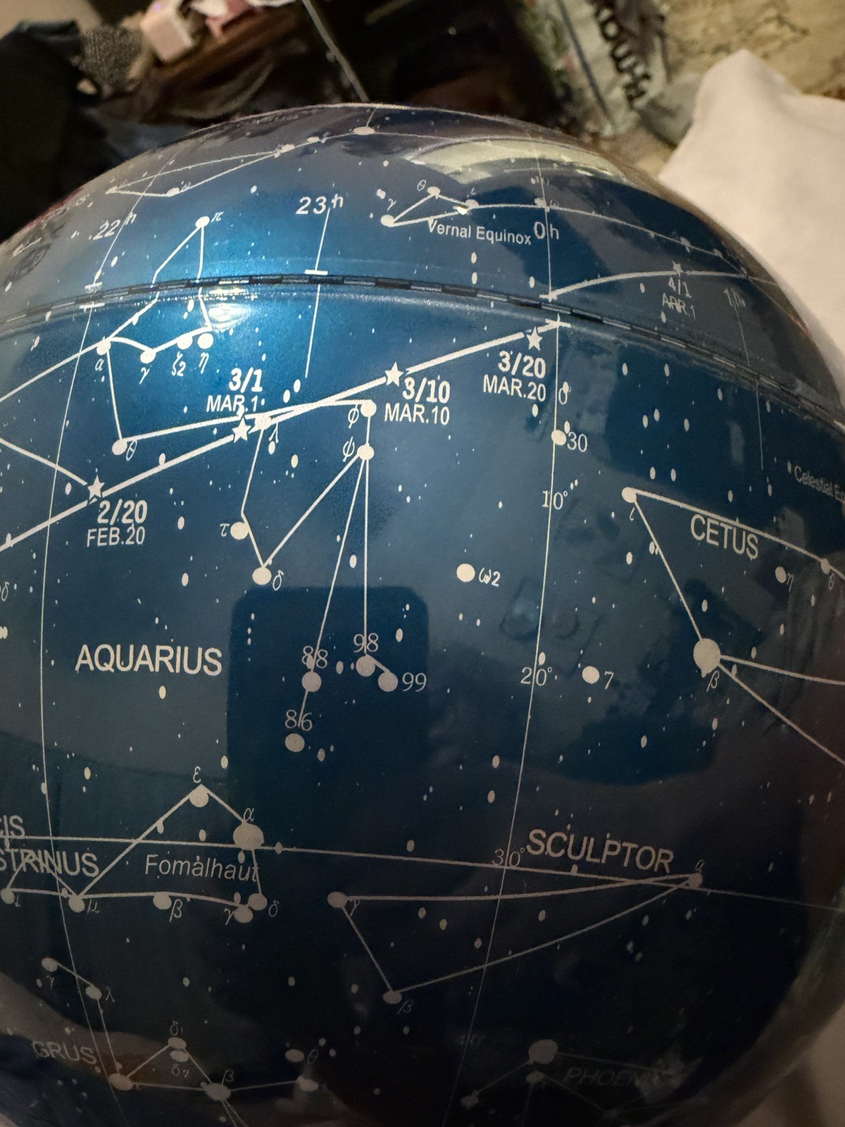Light Up Celestial Star Map Globe Lamp Rotating Constellation Astronomy Deco EUC