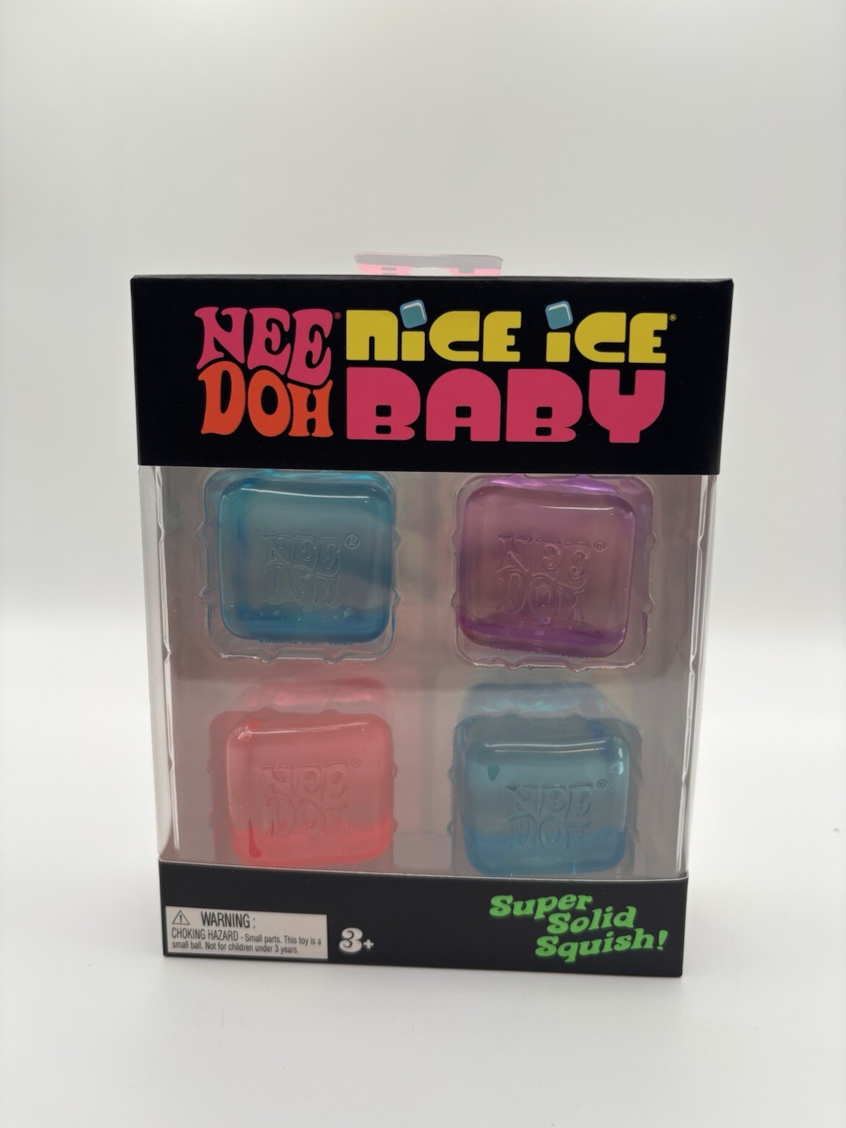 NeeDoh Nice Ice Baby 4 pack, Set of Four Nee Doh Mini Nice Cube Pink Blue Purple