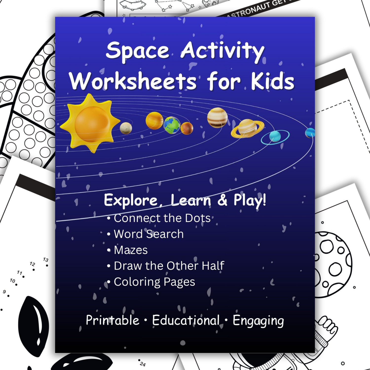 Space Activity Printable Worksheets Bundle | Solar System Learning for Kids