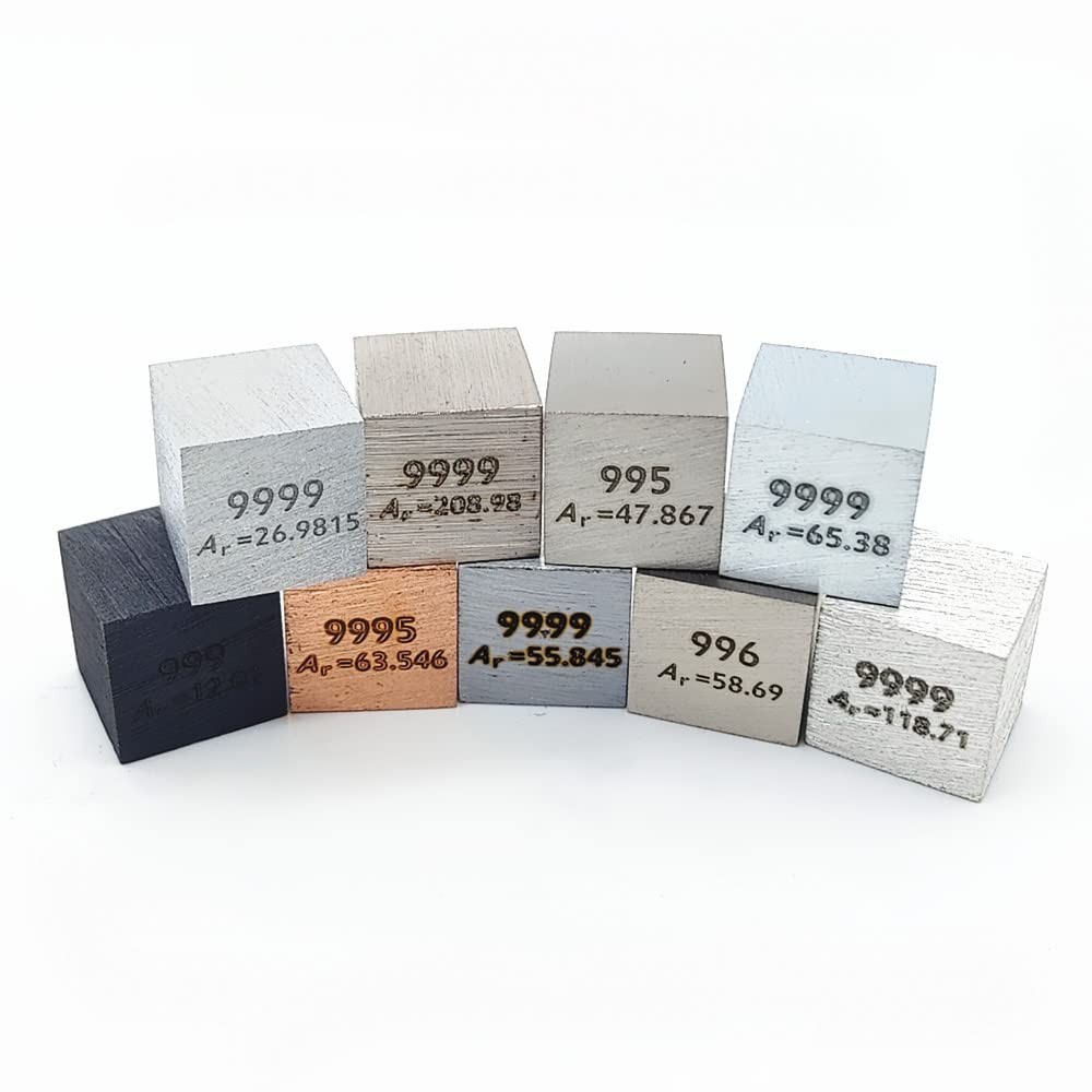 0.39″ Element Cube Set 10mm Density Cubes Copper Iron Bismuth Titanium for Pe…