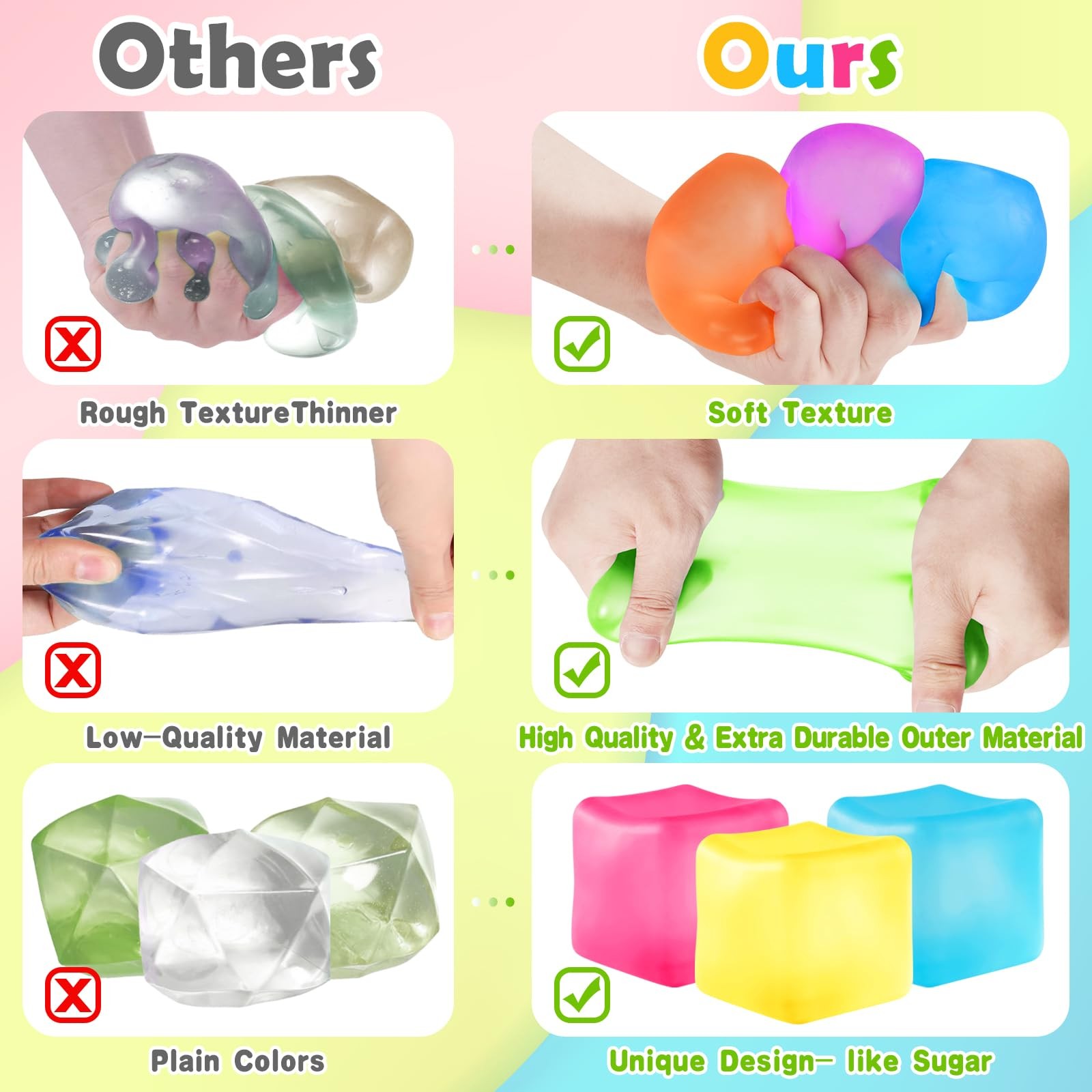 Mozkkiz Stress Cube Fidget Ice Cube Stress Balls 8 Pcs Stress Balls For Kids