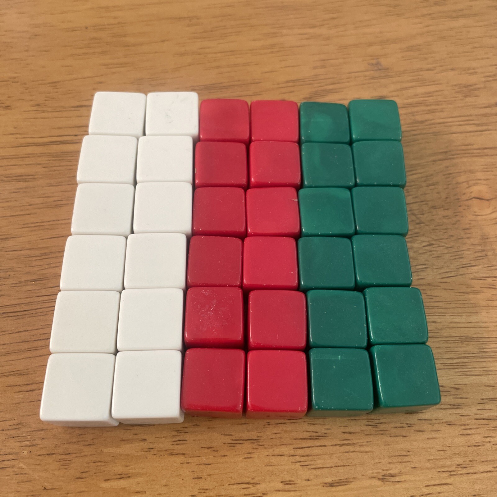 36 Square Squares Red White Green App.1/2″ Each 12 Of Each Color Math Homeschool