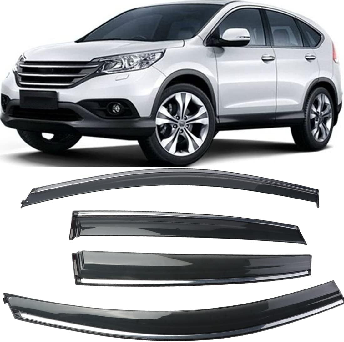 Rain Guards Suitable for CRV 2012-2016, Window Visor, Dark Smoke Accessories,
