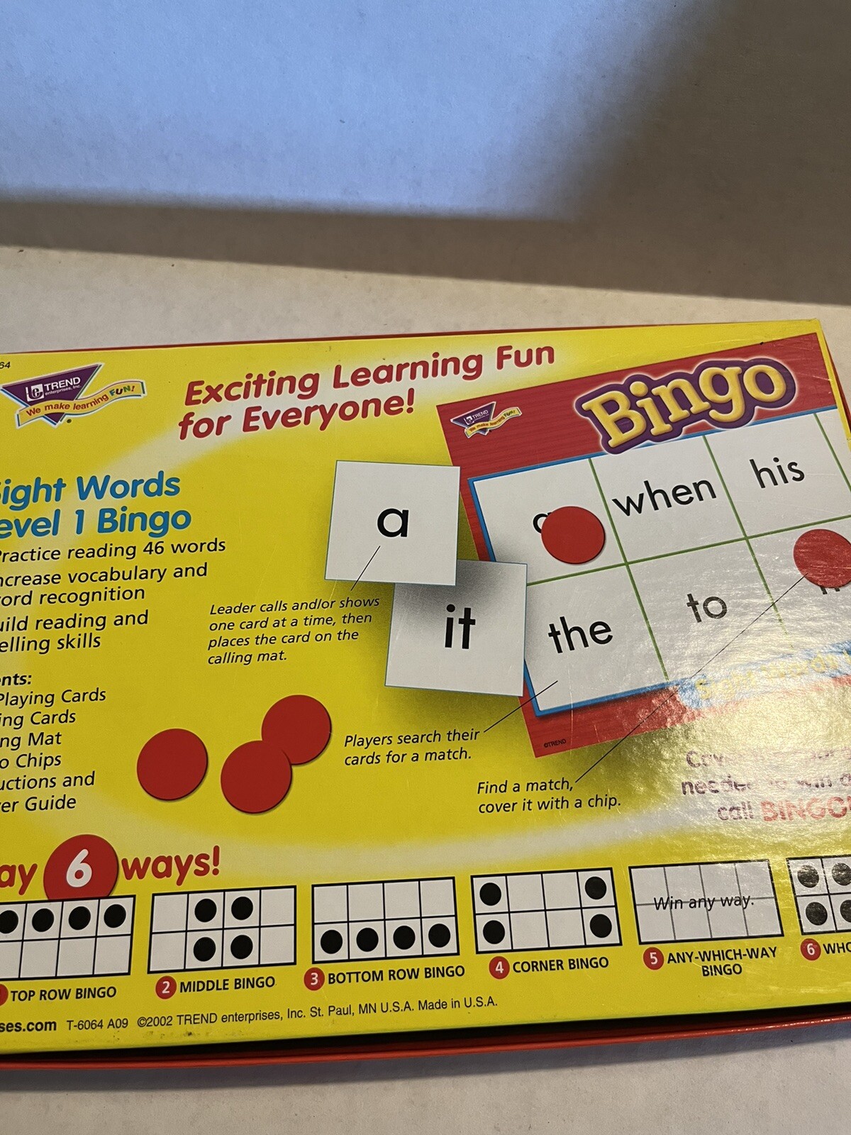 Sight Words Level 1 Bingo Game, Play 6 Different Ways, 5 and Up (complete)