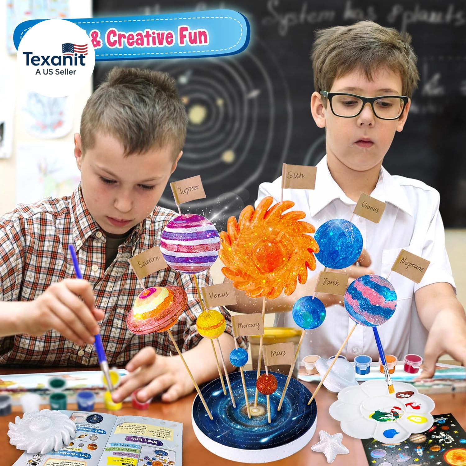 Solar System Model Foam Ball Kit with 9 Size Foam Balls, Painting DIY Planets To