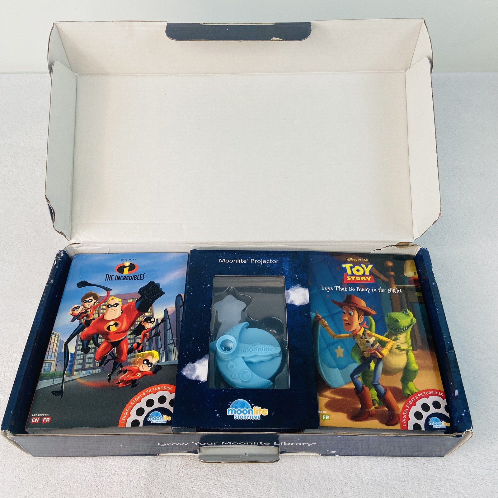 Moonlite Storytime Mini Projector with 4 Pixar Stories, A Magical Way to Read –