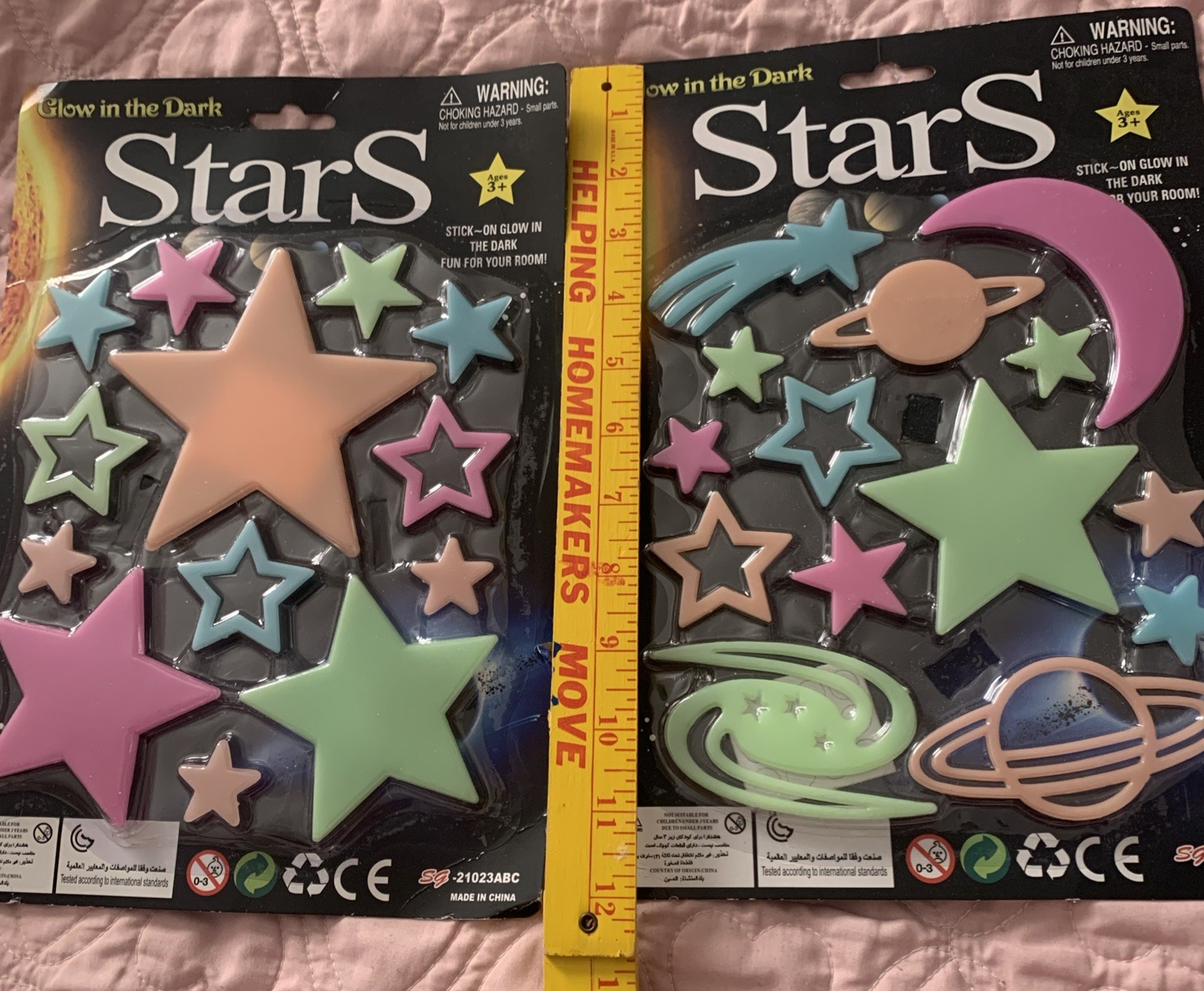 Lot of 2 Sets GLOW IN THE DARK Room Decorations Science Project Solar System New