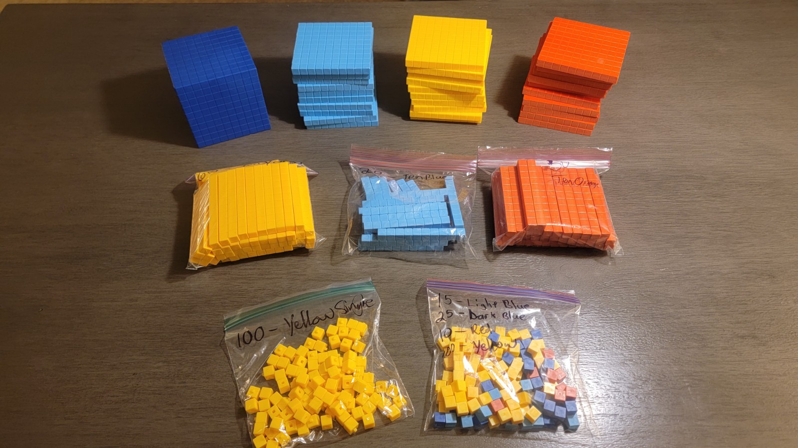 BASE TEN BLOCKS Multi-Color PLASTIC Homeschool Educational Math Lot – 411 Pieces