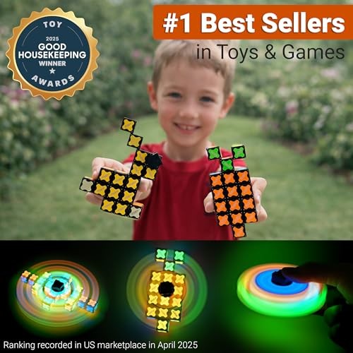 TOSY Magnet Fidget Spinner Glow – 16 Blocks, 3in1 Toy: Transformable Fidget Spin