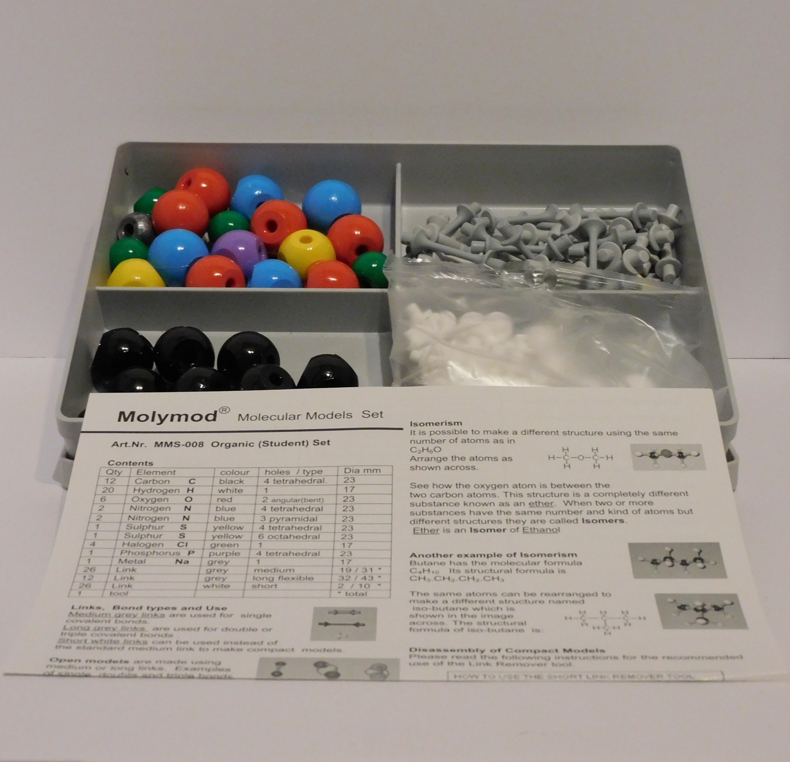 Molymod MMS-008 Organic Chemistry Molecular Model, Student Set (53 Atom Parts)