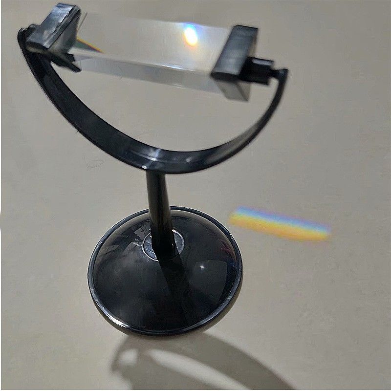 Optical Glass Triprism Triangular Lens with Bracket Refraction Dispersing Color