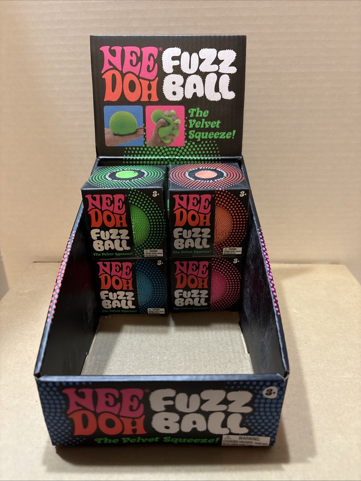 Nee Doh Needoh FUZZ BALL The Velvet Squeeze Fuzzball Lot Of 4 NEW