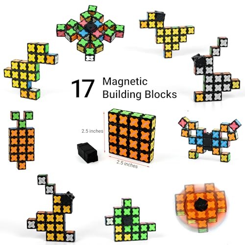 TOSY Magnet Fidget Spinner Glow – 16 Blocks, 3in1 Toy: Transformable Fidget Spin